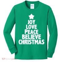 Christmas Tree Joy Love Peace Believe Kids Long Sleeve Shirt thumb 0