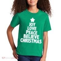 Christmas Tree Joy Love Peace Believe Kids T-Shirt thumb 2