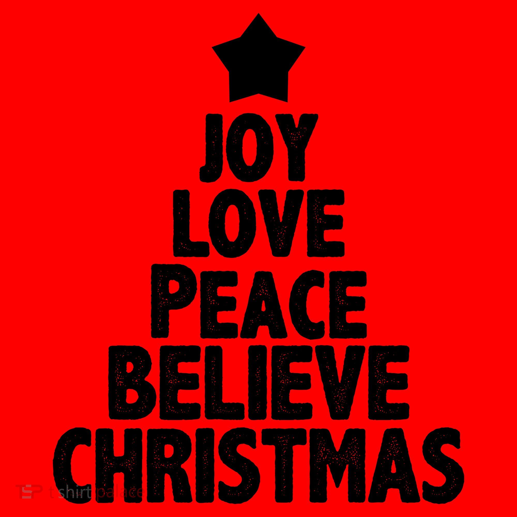 Christmas Tree Joy Love Peace Believe Santa Hat