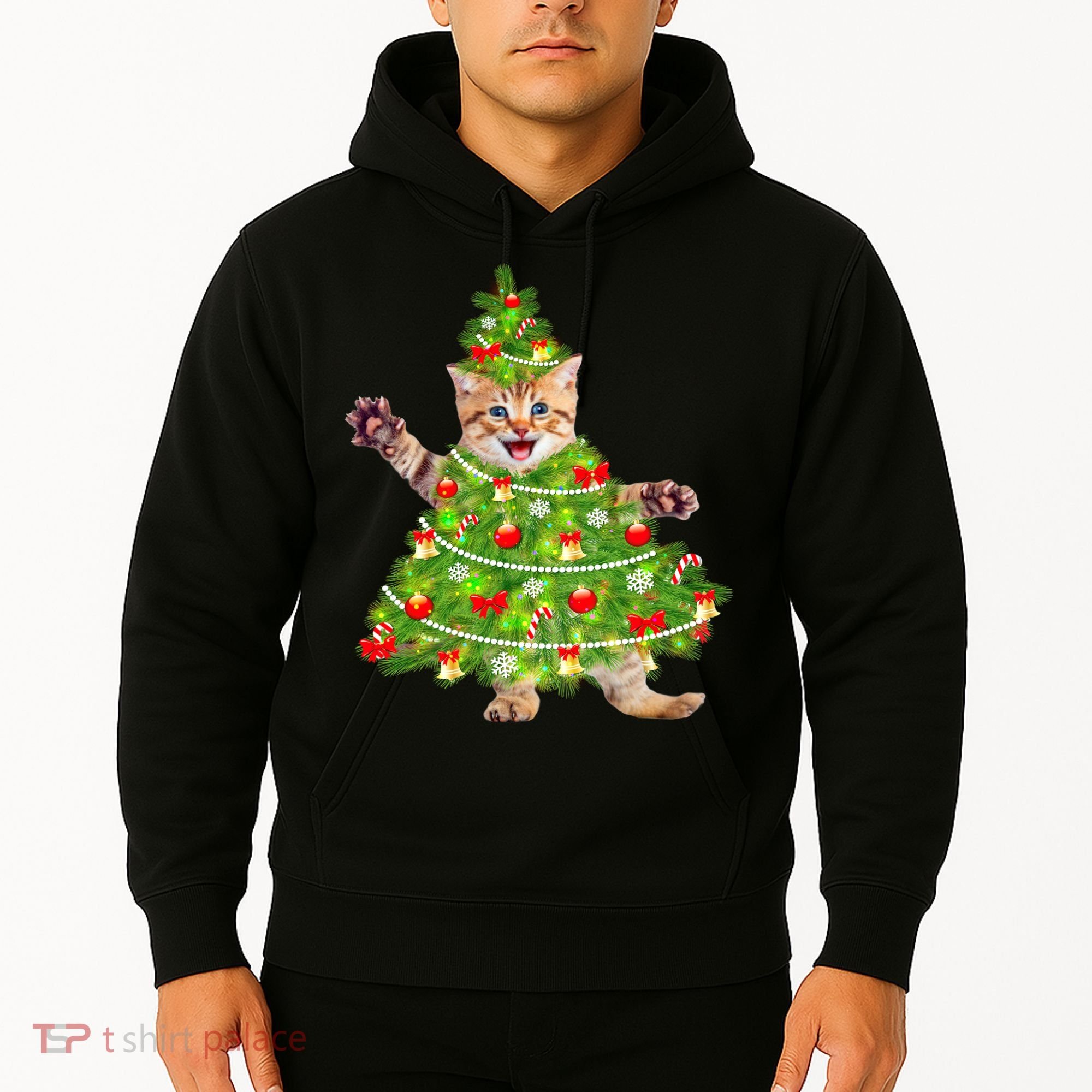 Christmas Tree Kitten Hoodie