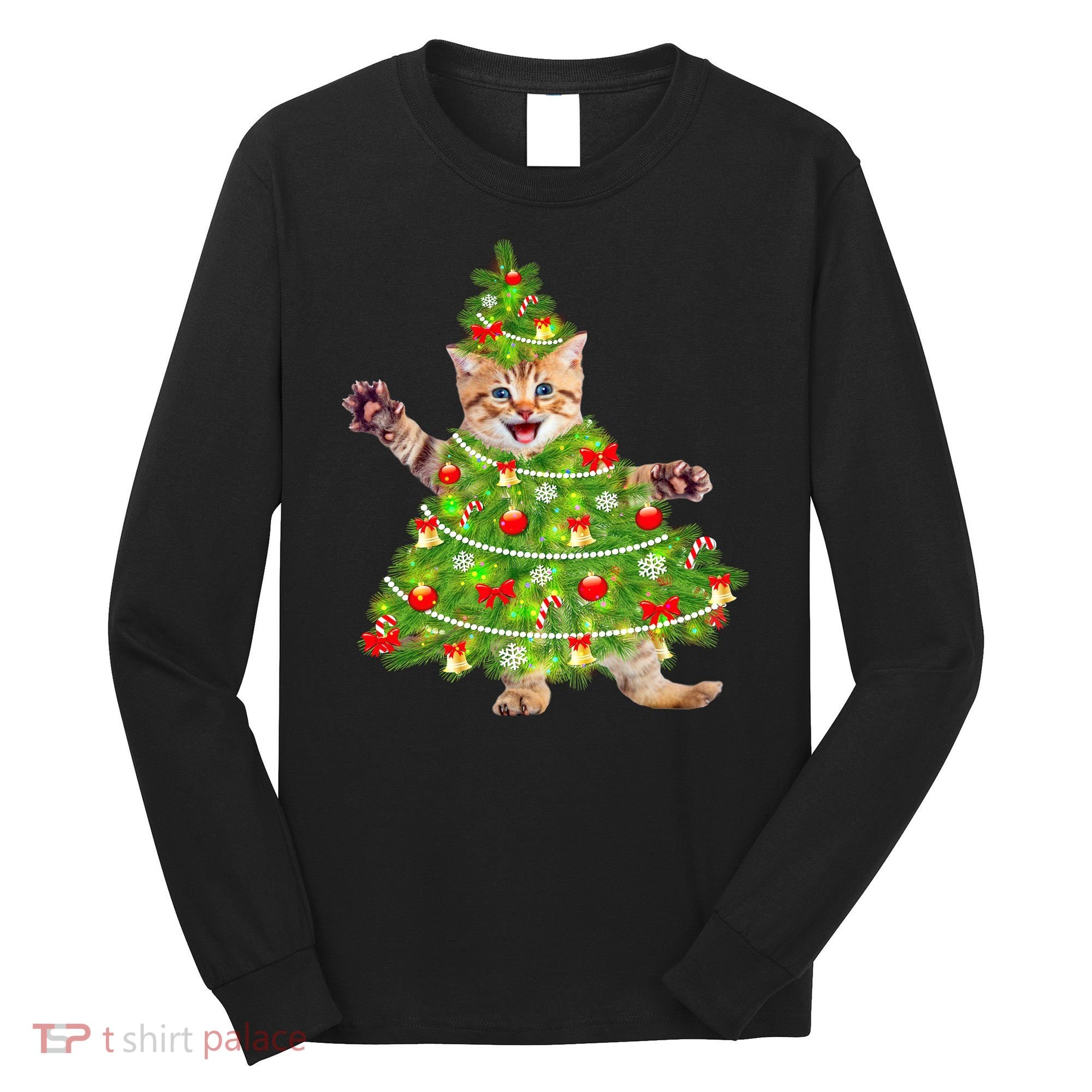 Christmas Tree Kitten Long Sleeve Shirt