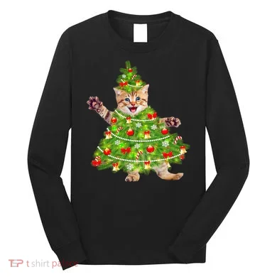 Christmas Tree Kitten Long Sleeve Shirt