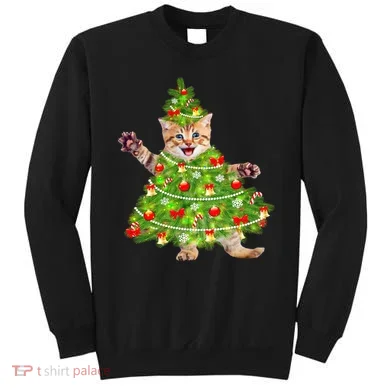 Christmas Tree Kitten Sweatshirt