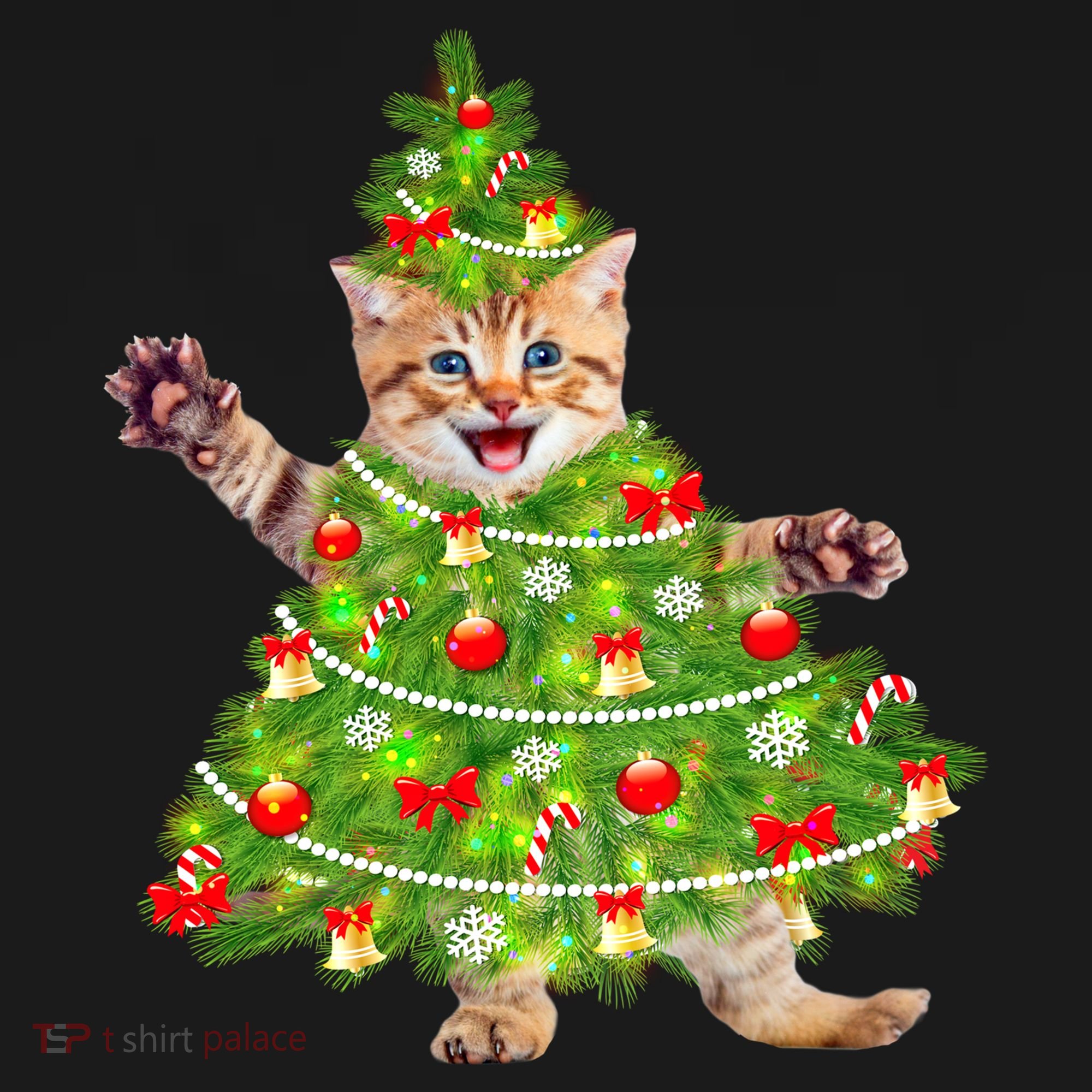 Christmas Tree Kitten Button