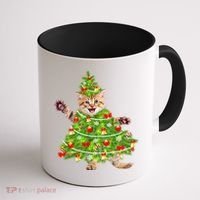 Christmas Tree Kitten Coffee Mug thumb 1