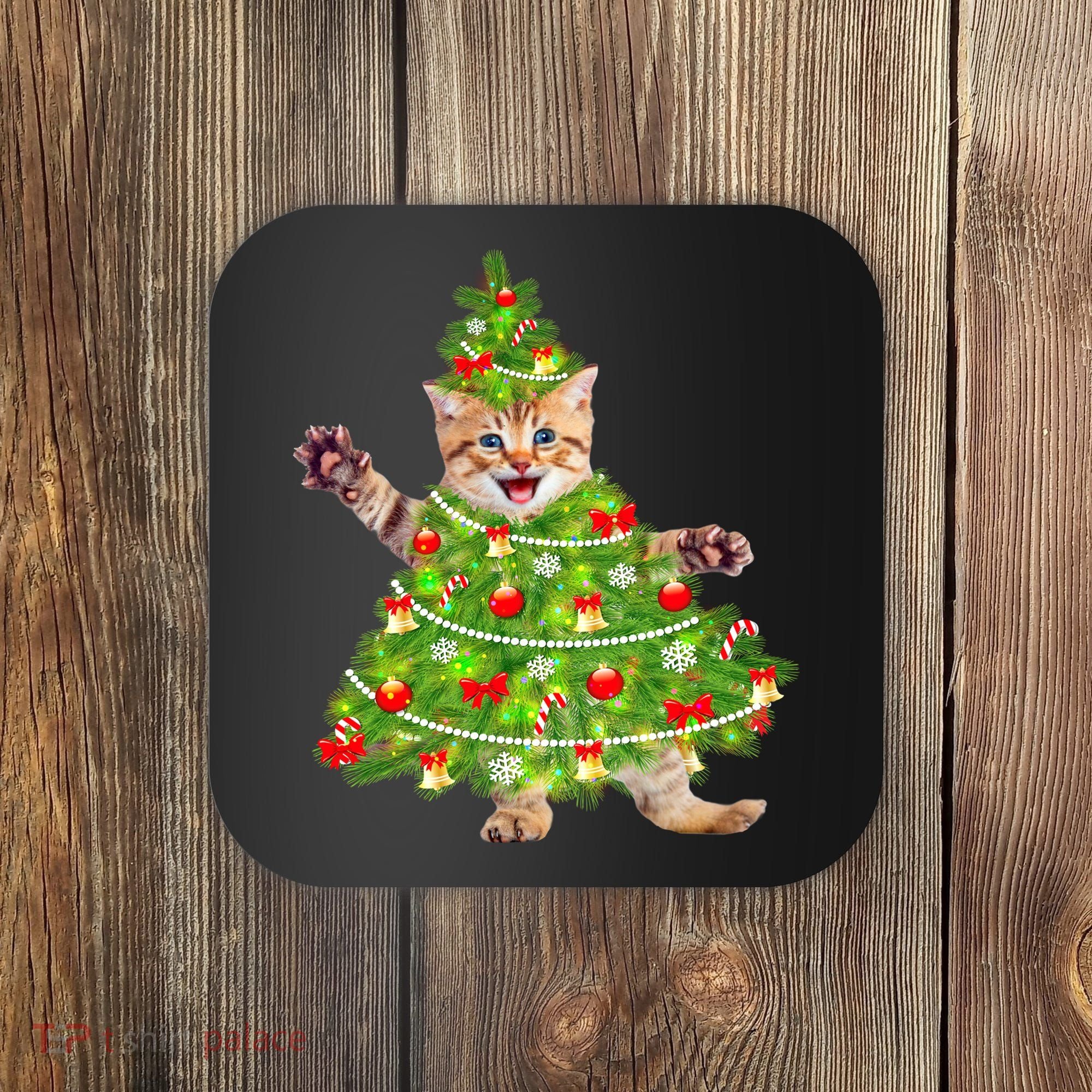 Christmas Tree Kitten Coaster