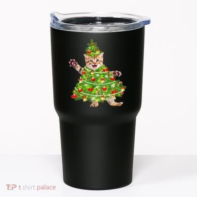 Christmas Tree Kitten Tumbler