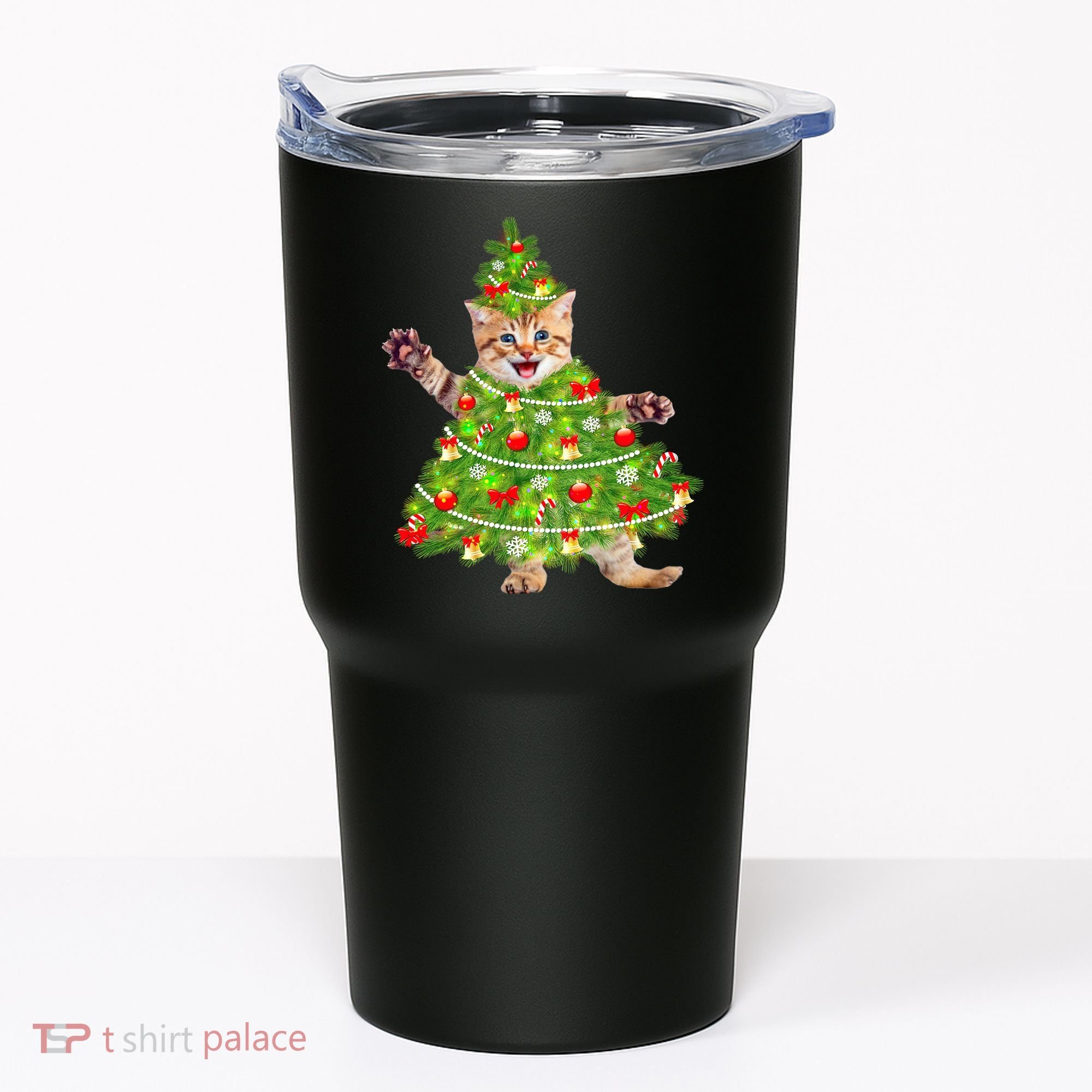 Christmas Tree Kitten Tumbler
