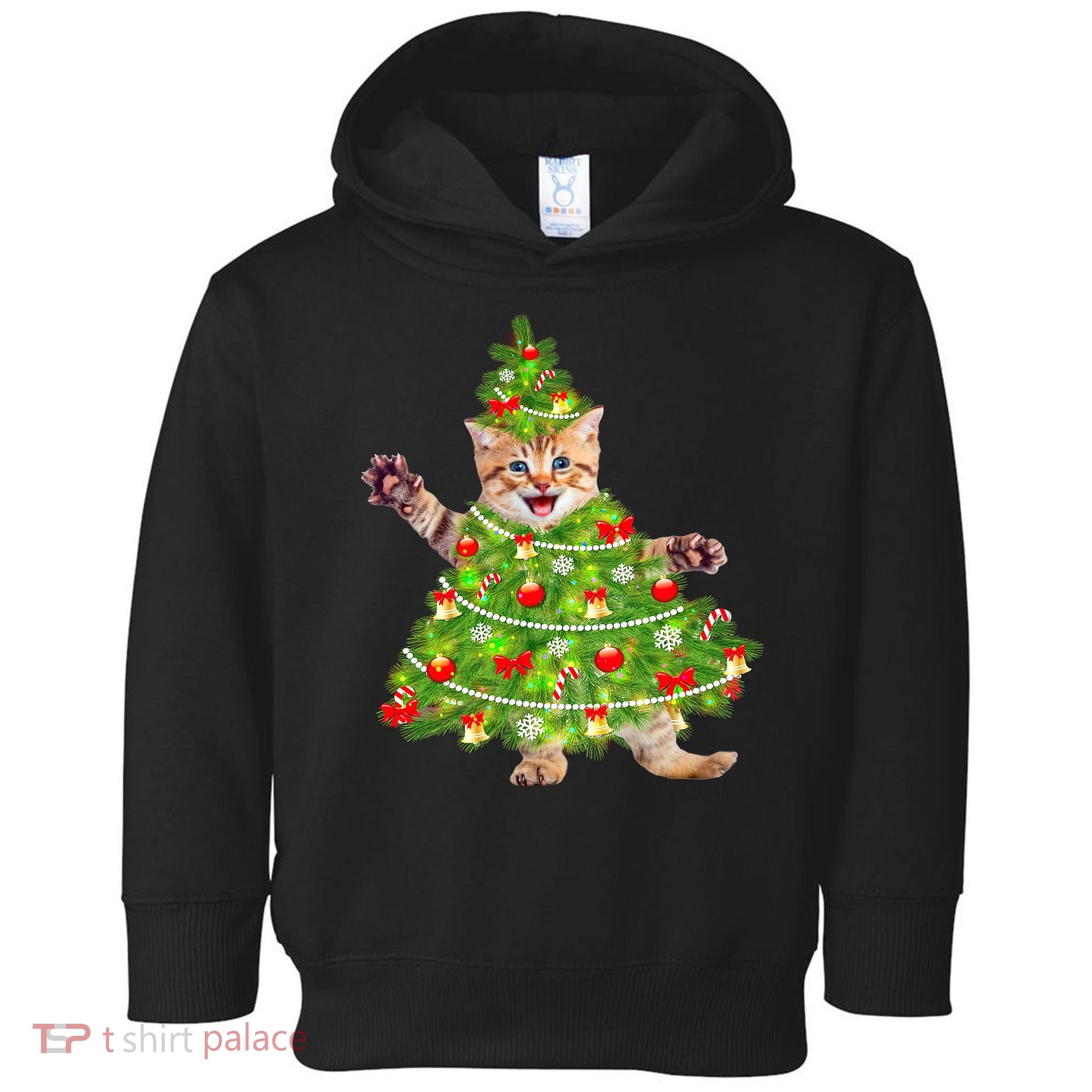 Christmas Tree Kitten Toddler Hoodie