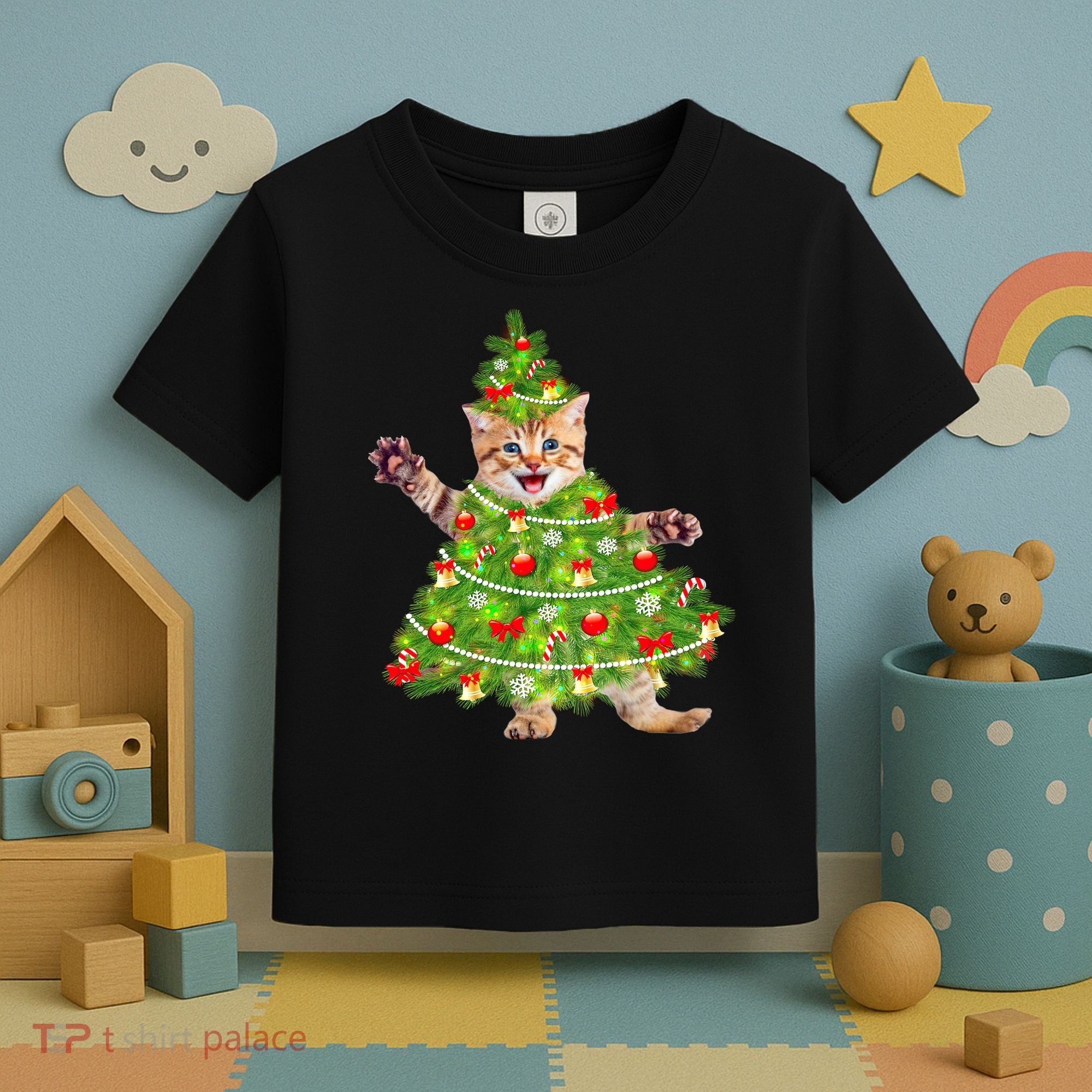 Christmas Tree Kitten Toddler T-Shirt
