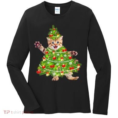 Christmas Tree Kitten Women's Long Sleeve Shirt
