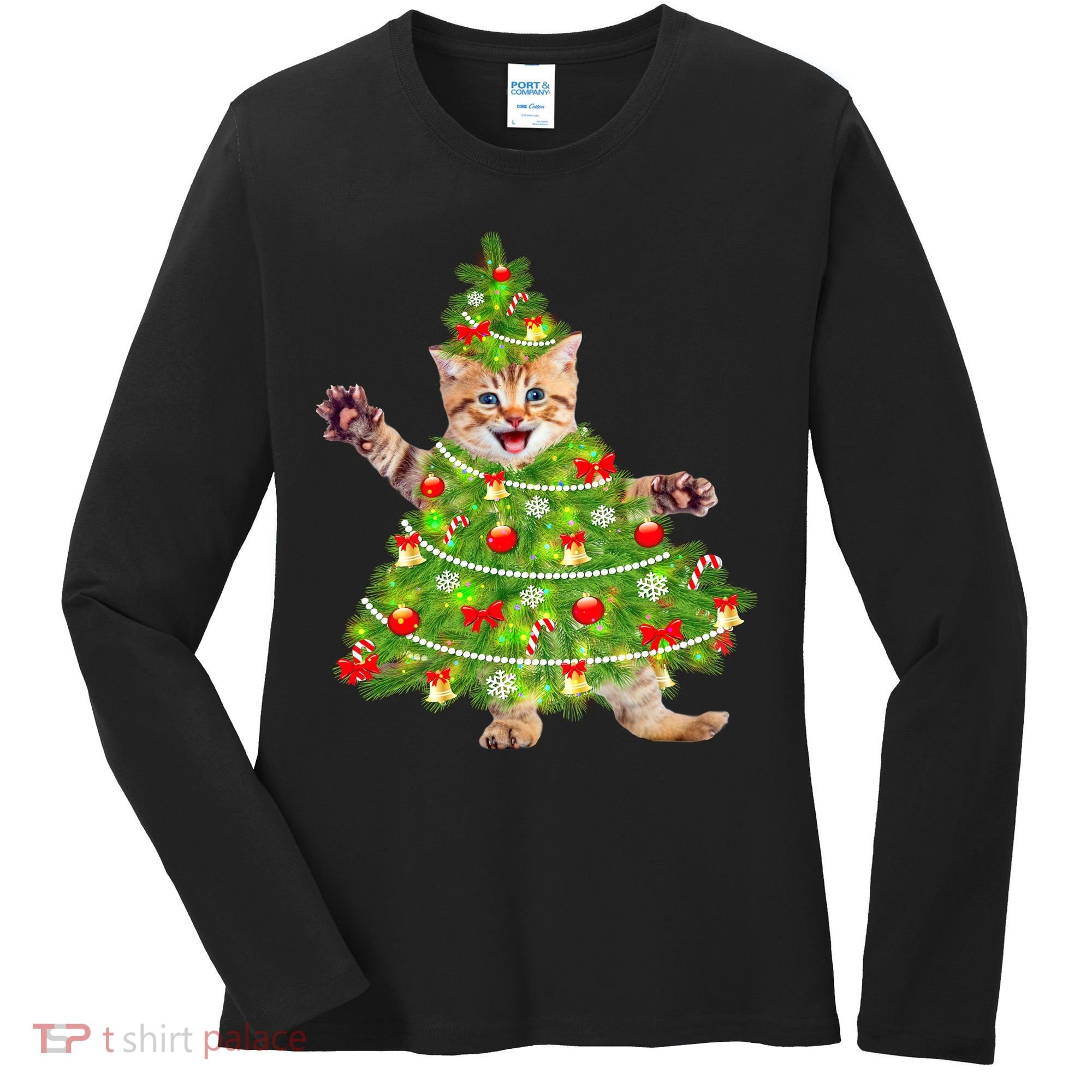 Christmas Tree Kitten Women's Long Sleeve Shirt