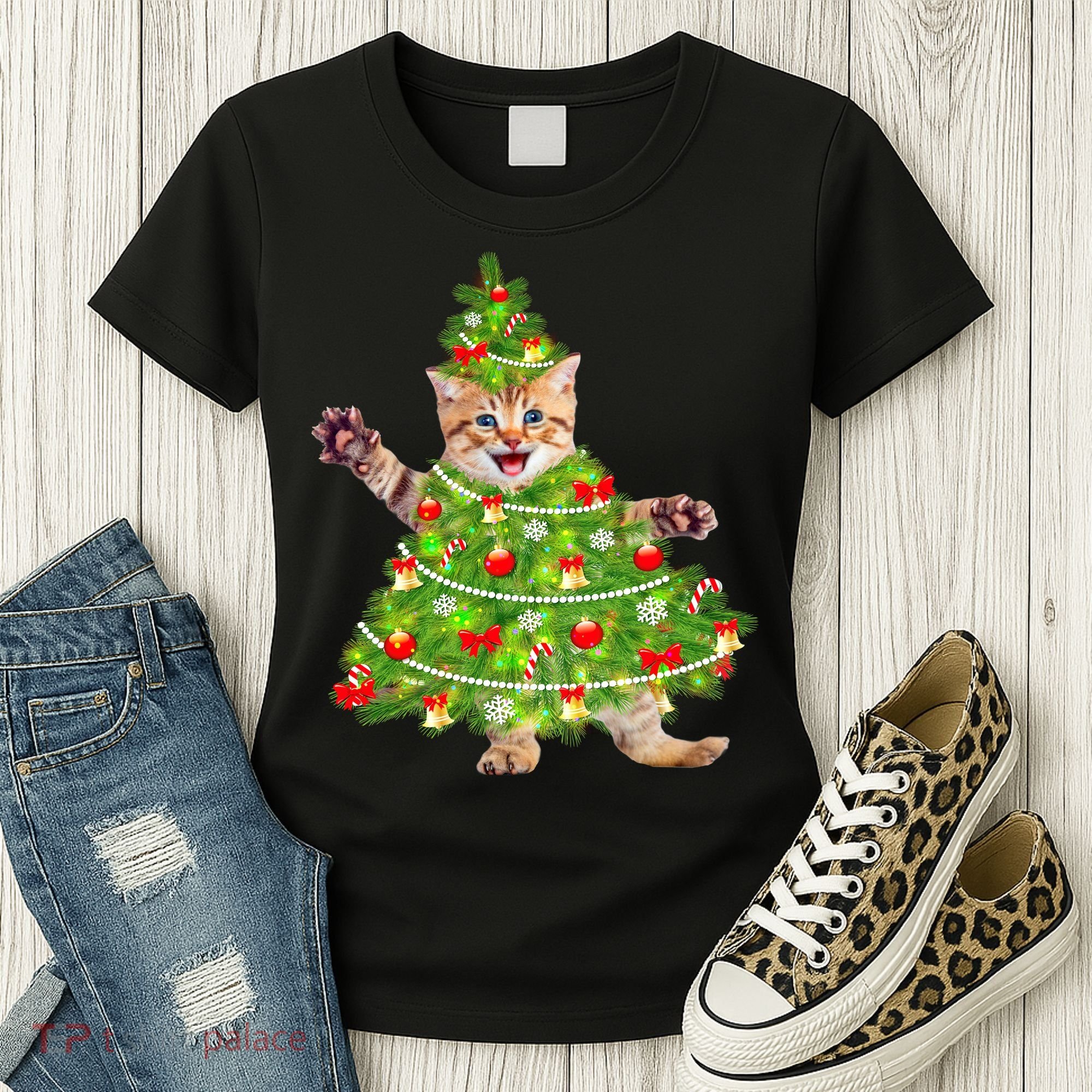 Christmas Tree Kitten Women's T-Shirt