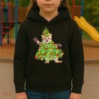Christmas Tree Kitten Kids Hoodie thumb 3