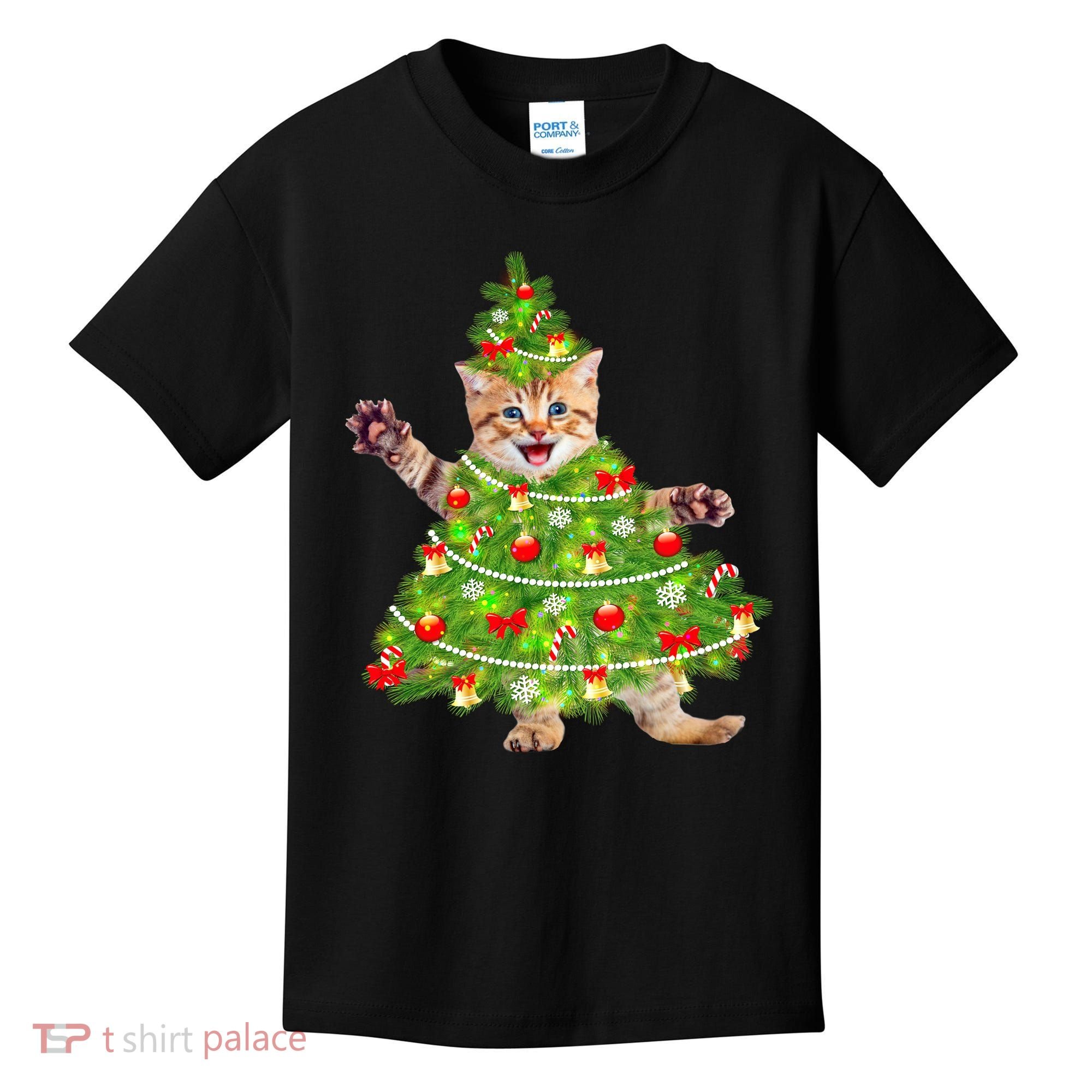 Christmas Tree Kitten Kids T-Shirt