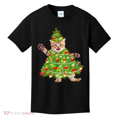 Christmas Tree Kitten Kids T-Shirt