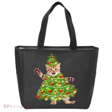 Christmas Tree Kitten Tote Bag