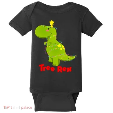 Christmas Tree Rex Baby Bodysuit