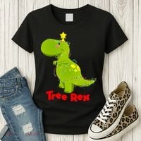 Christmas Tree Rex Women's T-Shirt thumb 3