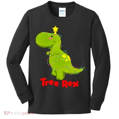 Christmas Tree Rex Kids Long Sleeve Shirt