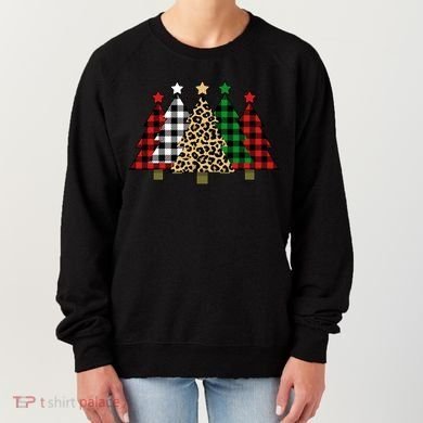 Christmas Trees Buffalo Plaid & Leopard Design Women's Sweatshirt