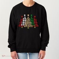 Christmas Trees Buffalo Plaid & Leopard Design Women's Sweatshirt thumb 0