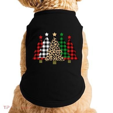 Christmas Trees Buffalo Plaid & Leopard Design Doggie Tank