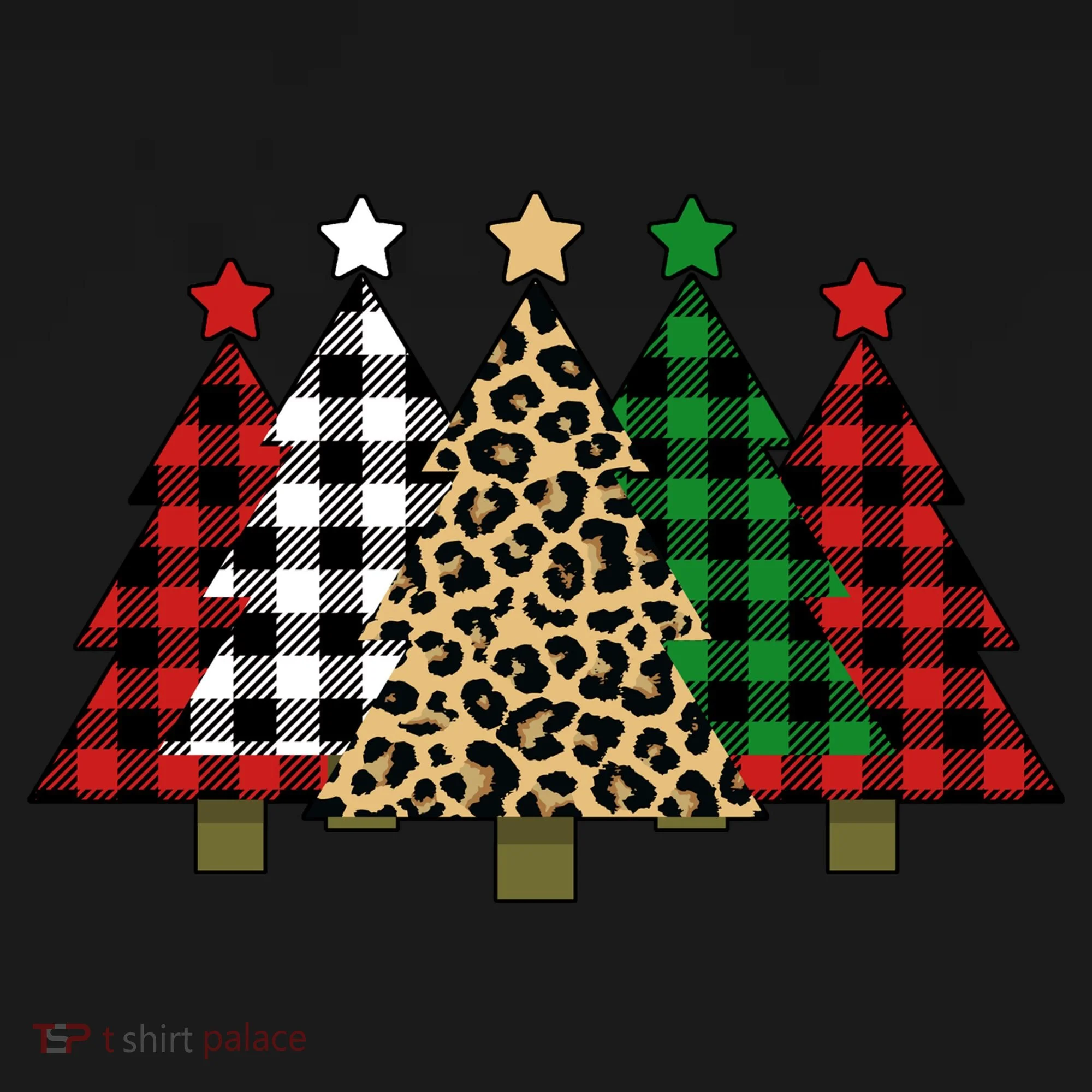 Christmas Trees Buffalo Plaid & Leopard Design Doggie Tank
