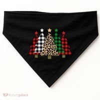 Christmas Trees Buffalo Plaid & Leopard Design USA-Made Doggie Bandana thumb 0