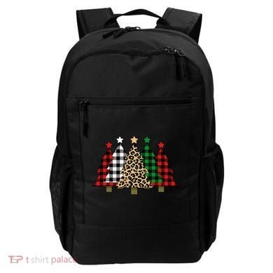 Christmas Trees Buffalo Plaid & Leopard Design Backpack