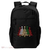 Christmas Trees Buffalo Plaid & Leopard Design Backpack thumb 0