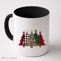 Christmas Trees Buffalo Plaid & Leopard Design Coffee Mug thumb 0