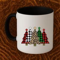 Christmas Trees Buffalo Plaid & Leopard Design Coffee Mug thumb 2