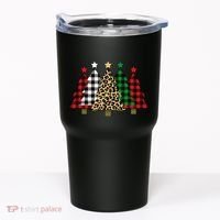 Christmas Trees Buffalo Plaid & Leopard Design Tumbler thumb 0