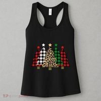 Christmas Trees Buffalo Plaid & Leopard Design Women's Tank Top thumb 3
