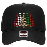 Christmas Trees Buffalo Plaid & Leopard Design Hat thumb 0