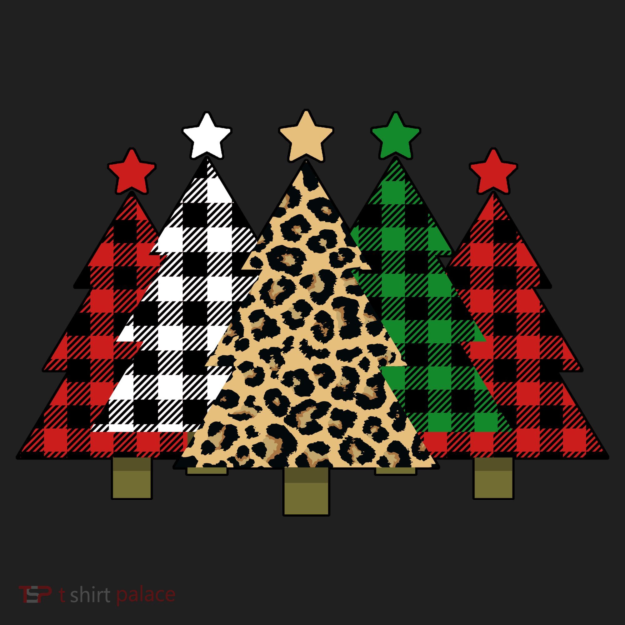 Christmas Trees Buffalo Plaid & Leopard Design Hat