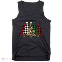 Christmas Trees Buffalo Plaid & Leopard Design Tank Top thumb 0