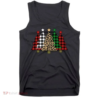 Christmas Trees Buffalo Plaid & Leopard Design Tank Top