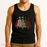 Christmas Trees Buffalo Plaid & Leopard Design Tank Top thumb 3