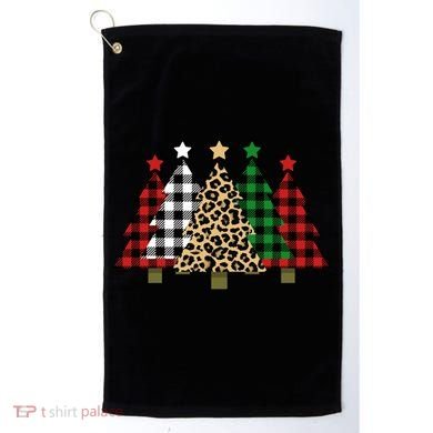Christmas Trees Buffalo Plaid & Leopard Design Golf Towel