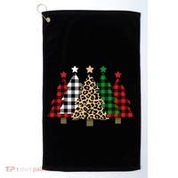 Christmas Trees Buffalo Plaid & Leopard Design Golf Towel thumb 0