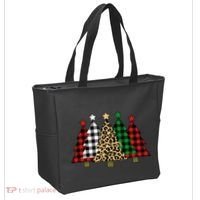 Christmas Trees Buffalo Plaid & Leopard Design Tote Bag thumb 2