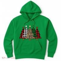 Christmas Trees Buffalo Plaid & Leopard Design Hoodie thumb 0