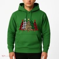Christmas Trees Buffalo Plaid & Leopard Design Hoodie thumb 2