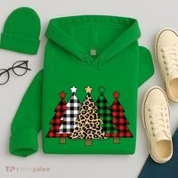 Christmas Trees Buffalo Plaid & Leopard Design Hoodie thumb 4