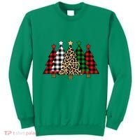 Christmas Trees Buffalo Plaid & Leopard Design Sweatshirt thumb 0