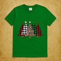 Christmas Trees Buffalo Plaid & Leopard Design T-Shirt thumb 5