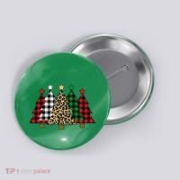 Christmas Trees Buffalo Plaid & Leopard Design Button thumb 0