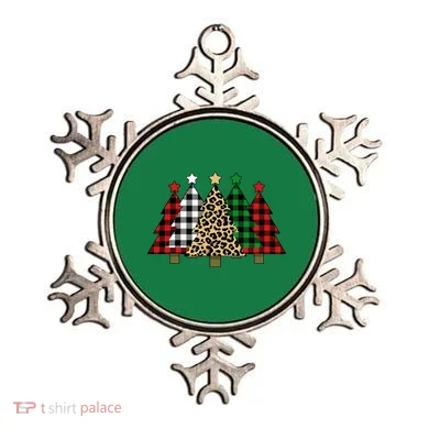 Christmas Trees Buffalo Plaid & Leopard Design Ornament